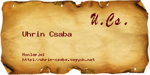 Uhrin Csaba névjegykártya